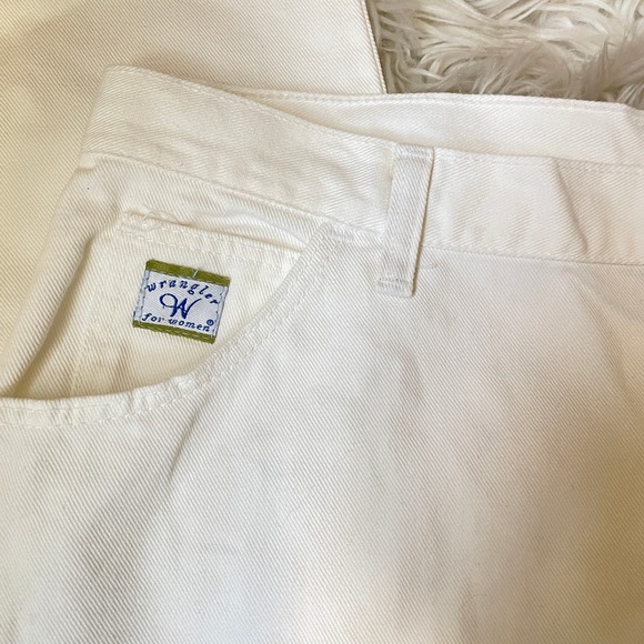 Vintage Wrangler High Rise Waisted White Denim Mom Jeans Tapered Leg Size 16 - Picture 6 of 8